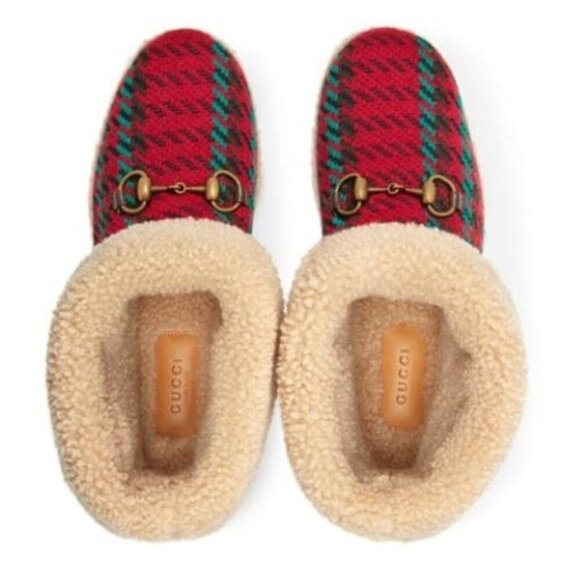 NIB Gucci Women Horsebit Houndstooth Wool Boots In Red SIze 39.5 - Picture 5 of 11